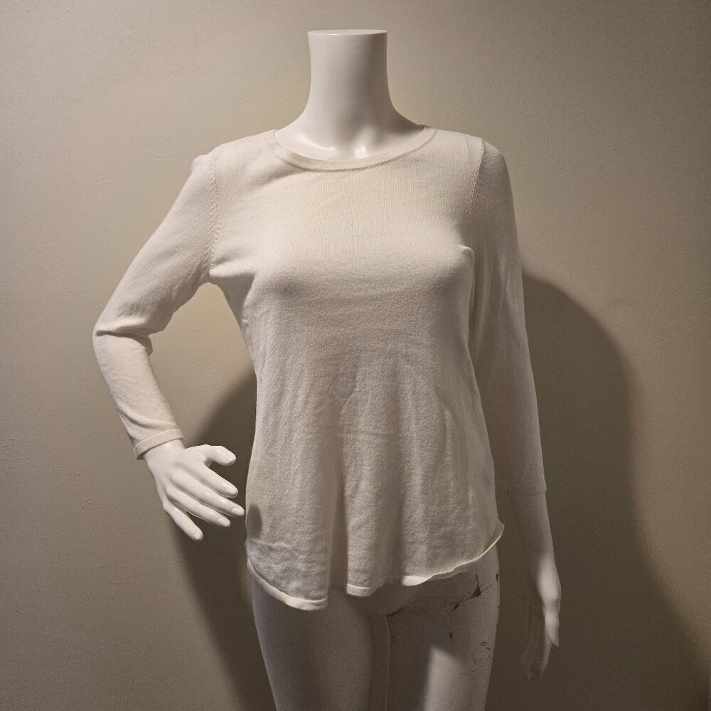 J McLaughlin Cotton 3/4 Sleeve Sweater White S
